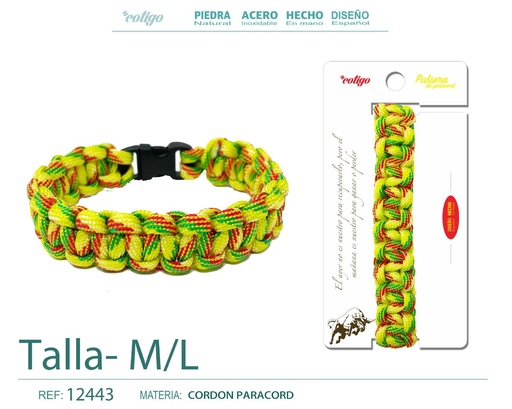 [12443] Pulsera paracord trenzado talla M,L - Joyería práctica y moderna
