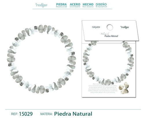 [15029] Pulsera de piedra natural turquesa blanco - Accesorios que aportan frescura