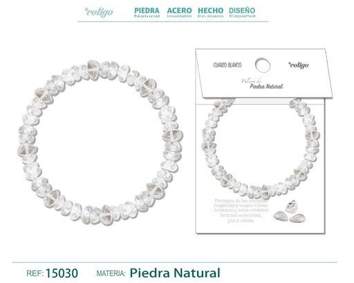 [15030] Pulsera de piedra natural cuarzo blanco - Joyería que irradia luz