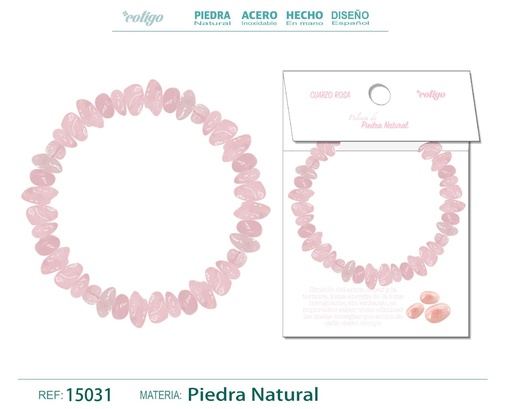 [15031] Pulsera de piedra natural cuarzo rosa - Accesorios que emanan amor