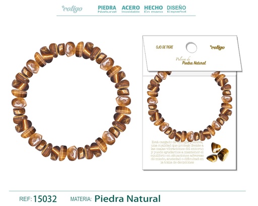 [15032] Pulsera de piedra natural Ojo de tigre - Joyería de minerales y accesorios