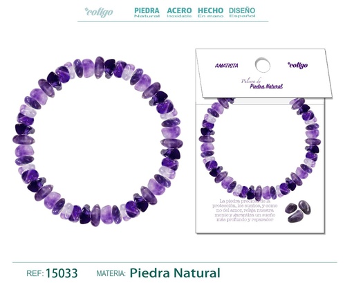 [15033] Pulsera de piedra natural Amatista - Joyería de minerales y accesorios