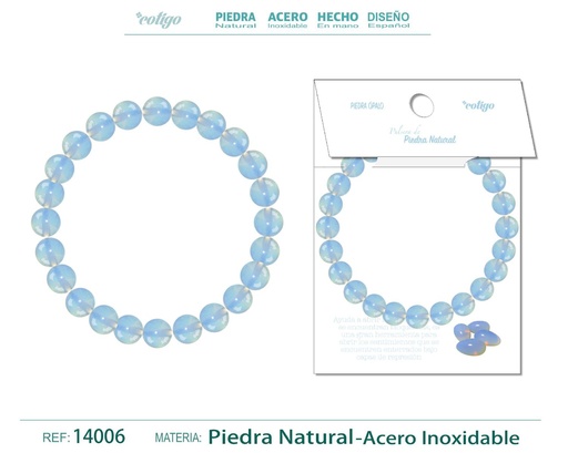 [14006] Pulsera de piedra Ópalo redonda 8mm - Joyería de minerales y accesorios