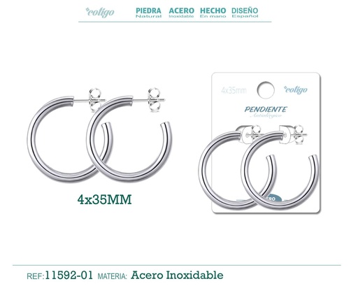 [11592-01] Aro de acero 4x35mm - Joyería de acero inoxidable