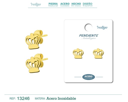 [13246] Pendiente acero inoxidable color dorado - Joyería de acero inoxidable