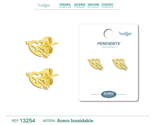 [13254] Pendiente acero inoxidable color dorado - Joyería de acero inoxidable