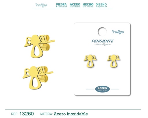 [13260] Pendiente acero inoxidable color dorado - Joyería de acero inoxidable
