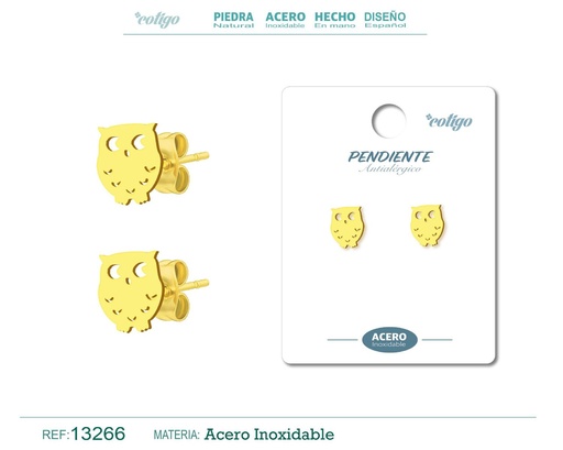 [13266] Pendiente acero inoxidable color dorado - Joyería de acero inoxidable