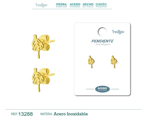 [13288] Pendiente acero inoxidable color dorado - Joyería de acero inoxidable