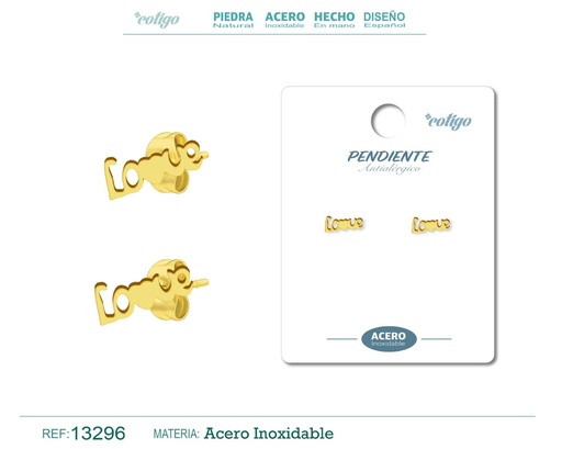 [13296] Pendiente acero inoxidable color dorado - Joyería de acero inoxidable