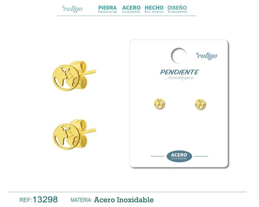 [13298] Pendiente acero inoxidable color dorado - Joyería de acero inoxidable
