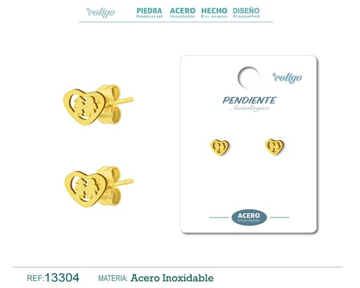 [13304] Pendiente acero inoxidable color dorado - Joyería de acero inoxidable