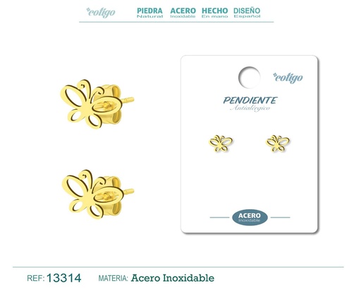[13314] Pendiente acero inoxidable color dorado - Joyería de acero inoxidable