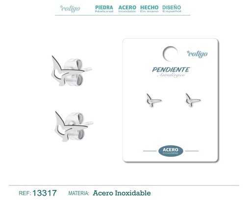 [13317] Pendiente acero inoxidable color plateado - Joyería de acero inoxidable