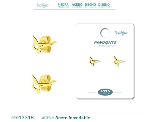 [13318] Pendiente acero inoxidable color dorado - Joyería de acero inoxidable