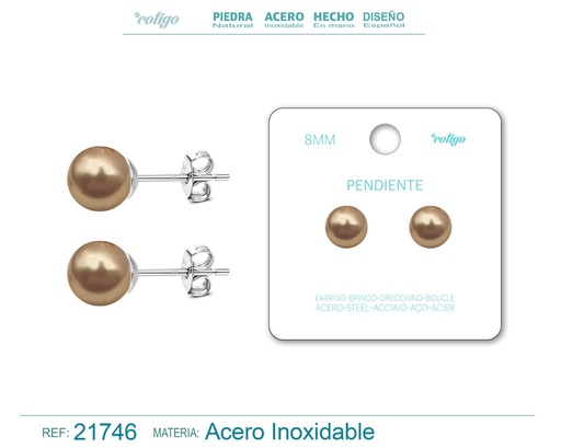 [21746] Pendiente de perla redonda 10mm - Joyería femenina y accesorios de moda