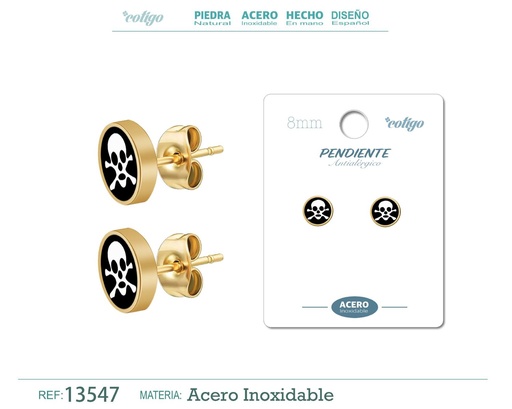 [13547] Pendiente de acero color dorado - Joyería masculina y accesorios de moda