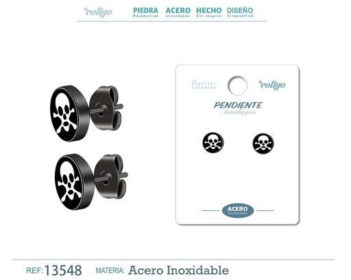 [13548] Pendiente de acero color negro - Joyería masculina y accesorios de moda
