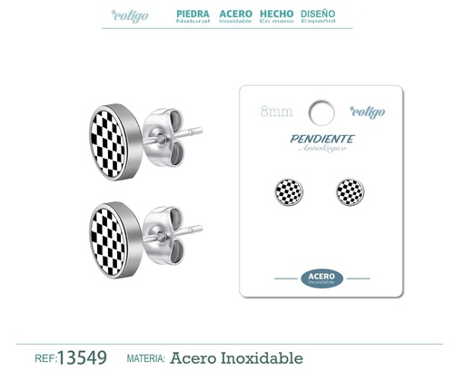 [13549] Pendiente de acero color plateado - Joyería masculina y accesorios de moda