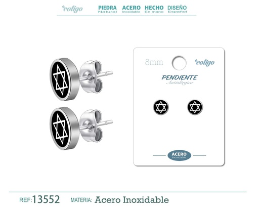 [13552] Pendiente de acero color plateado - Joyería masculina y accesorios de moda