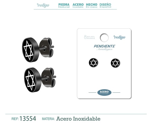[13554] Pendiente de acero color negro - Joyería masculina y accesorios de moda