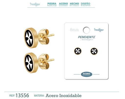 [13556] Pendiente de acero color dorado - Joyería masculina y accesorios de moda