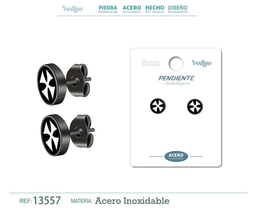 [13557] Pendiente de acero color negro - Joyería masculina y accesorios de moda