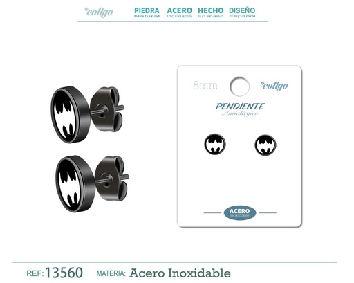 [13560] Pendiente de acero color negro - Joyería masculina y accesorios de moda
