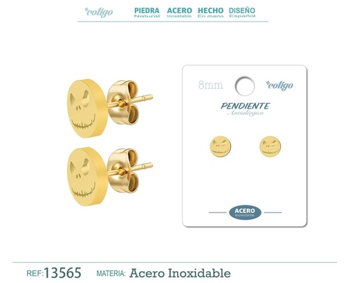 [13565] Pendiente de acero color dorado - Joyería masculina y accesorios de moda