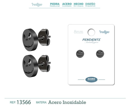 [13566] Pendiente de acero color negro - Joyería masculina y accesorios de moda