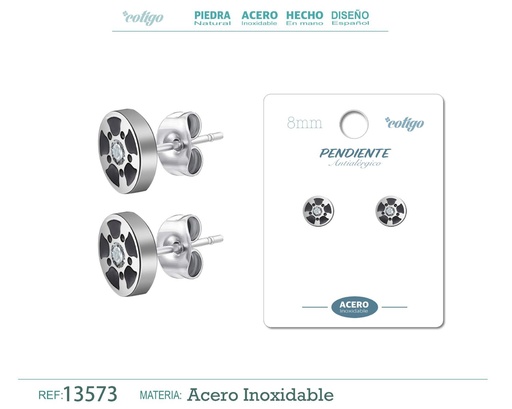 [13573] Pendiente de acero color plateado - Joyería masculina y accesorios de moda