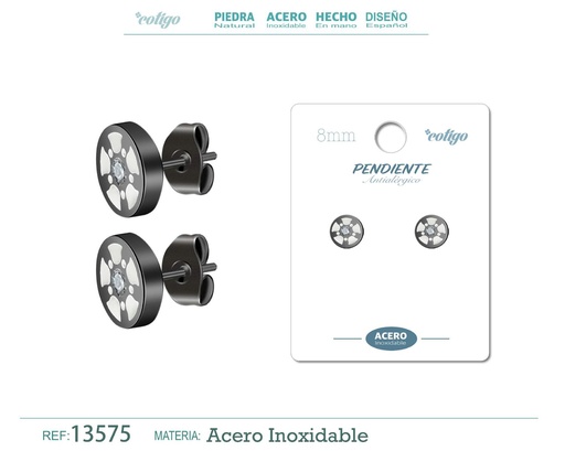 [13575] Pendiente de acero color negro - Joyería masculina y accesorios de moda