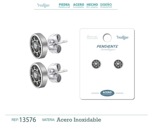 [13576] Pendiente de acero color plateado - Joyería masculina y accesorios de moda