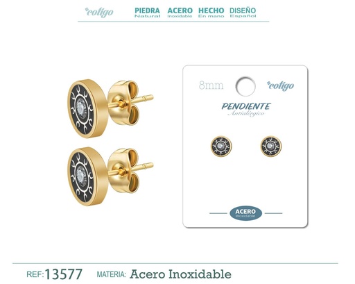 [13577] Pendiente de acero color dorado - Joyería masculina y accesorios de moda