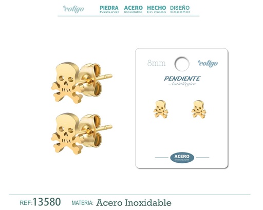[13580] Pendiente de acero color dorado - Joyería masculina y accesorios de moda