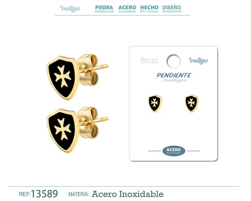 [13589] Pendiente de Acero color Dorado para Hombre - Complementos de estilo