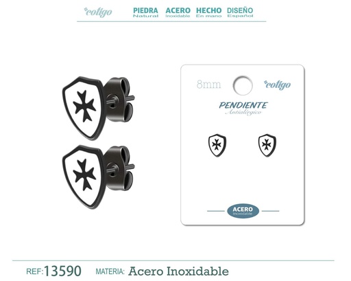 [13590] Pendiente de Acero color Negro para Hombre - Accesorios modernos