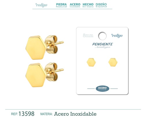 [13598] Pendiente de Acero color Dorado para Hombre - Elegancia en cada detalle