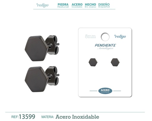 [13599] Pendiente de Acero color Negro para Hombre - Moda masculina