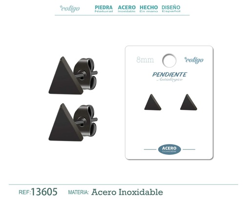 [13605] Pendiente de Acero color Negro para Hombre - Minimalismo y elegancia