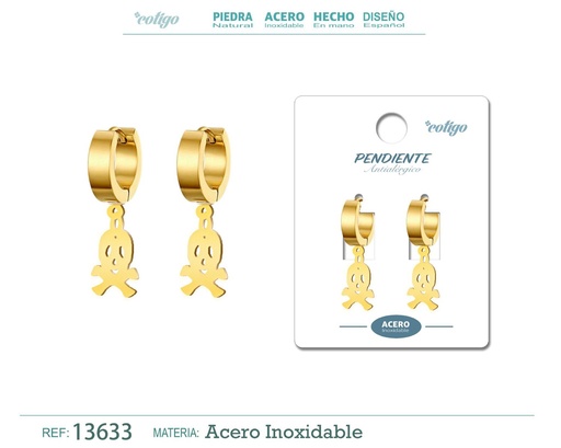 [13633] Pendiente de Acero color Dorado para Hombre - Accesorios finos