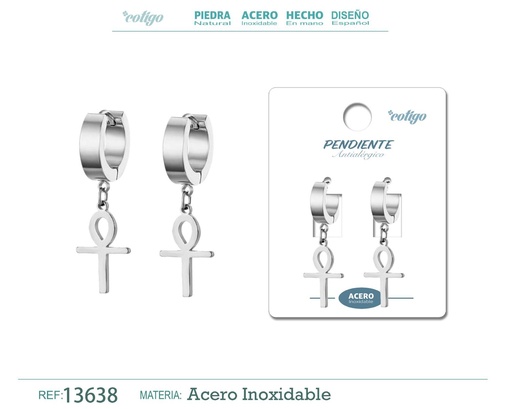 [13638] Pendiente de Acero color Plateado para Hombre - Diseño atemporal