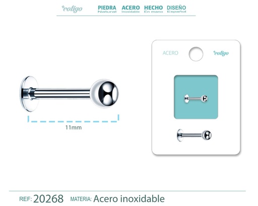 [20268] Piercing de Acero Plateado - Accesorios llamativos