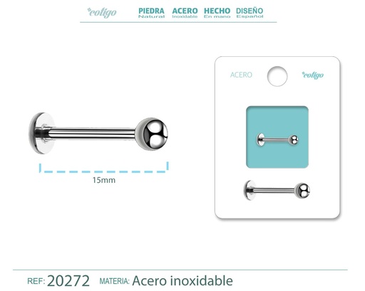 [20272] Piercing de Acero Plateado - Diseño atractivo