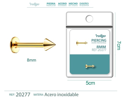 [20277] Piercing de acero antialérgico color dorado - Joyería y accesorios
