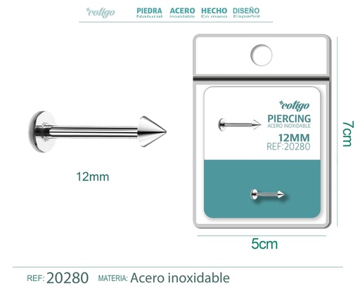 [20280] Piercing de acero antialérgico color plateado - Joyería y accesorios