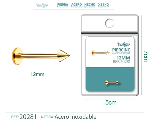 [20281] Piercing de acero antialérgico color dorado - Joyería y accesorios