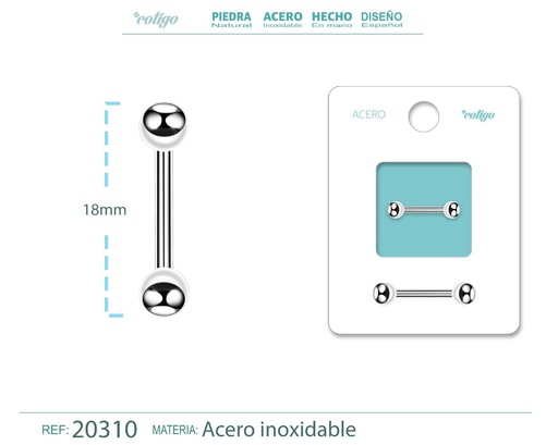 [20310] Piercing de Acero Plateado - Divergente y detallado