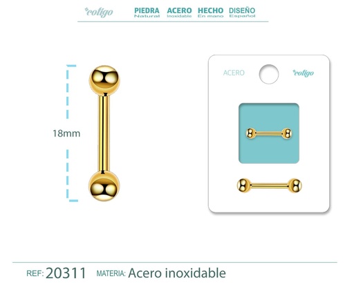 [20311] Piercing de Acero Dorado - Elegancia en la simplicidad