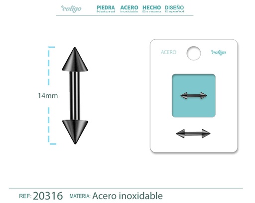 [20316] Piercing de Acero Negro - Estilo único